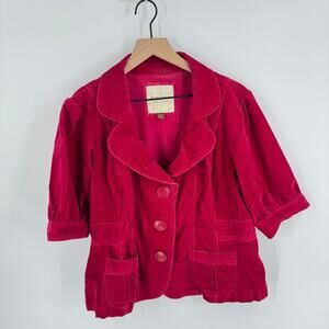 Sonoma‎ Magenta Corduroy Button Jacket Y2K Style Puff Sleeve Women’s XL